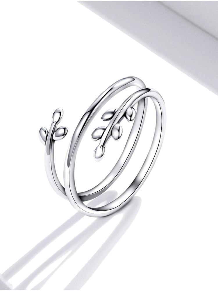 Adjustable Leaf Midi Ring in Sterling Silver - Studio Jewellery US